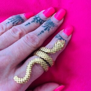 Gold large snake bohemian ring